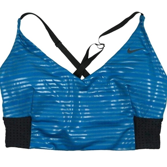 Nike Striped Cross Back Bikini Top Large NWT - Picture 3 of 10